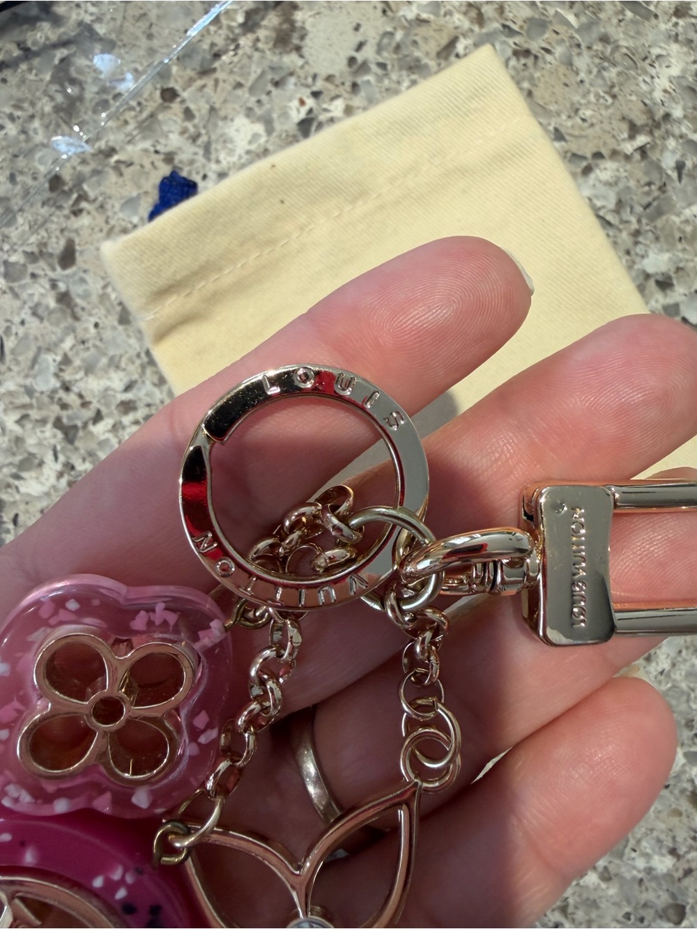 Louis Vuitton Pink & Gold Monogram Flower Key Holder Charm - Picture 4 of 14